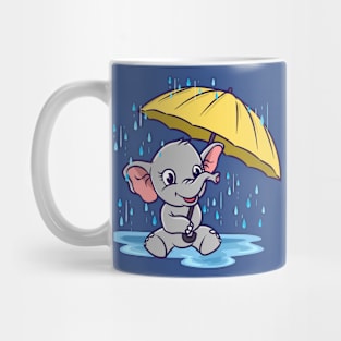 Baby Elephant Umbrella Raindrops Mug